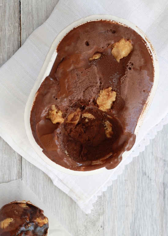 Helado de chocolate y mantequilla de cacahuete / Chocolate icecream with peanut butter